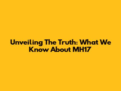 Unveiling The Truth: What We Know About MH17
