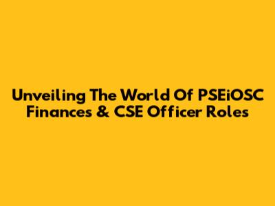 Unveiling The World Of PSEiOSC Finances & CSE Officer Roles
