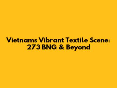 Vietnam's Vibrant Textile Scene: 273 BNG & Beyond