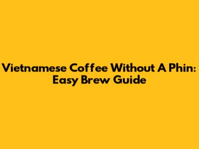 Vietnamese Coffee Without A Phin: Easy Brew Guide