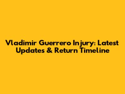 Vladimir Guerrero Injury: Latest Updates & Return Timeline