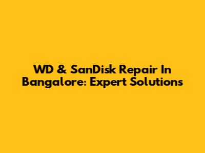 WD & SanDisk Repair In Bangalore: Expert Solutions