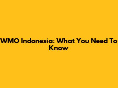 WMO Indonesia: What You Need To Know