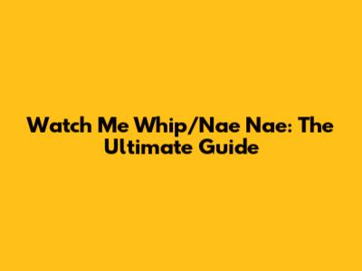 Watch Me Whip/Nae Nae: The Ultimate Guide