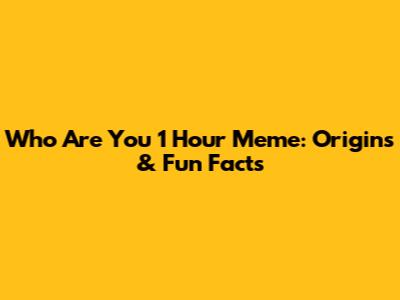 Who Are You 1 Hour Meme: Origins & Fun Facts