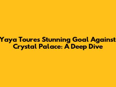 Yaya Toure's Stunning Goal Against Crystal Palace: A Deep Dive
