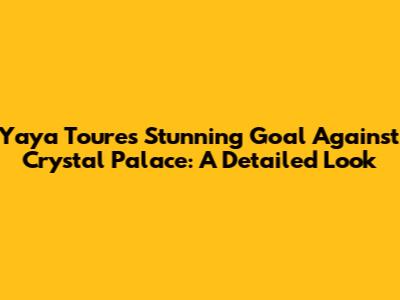 Yaya Toure's Stunning Goal Against Crystal Palace: A Detailed Look