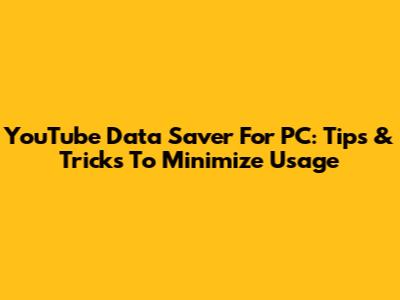 YouTube Data Saver For PC: Tips & Tricks To Minimize Usage
