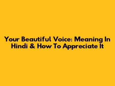 Your Beautiful Voice: Meaning In Hindi & How To Appreciate It