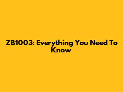 ZB1003: Everything You Need To Know
