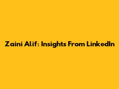 Zaini Alif: Insights From LinkedIn